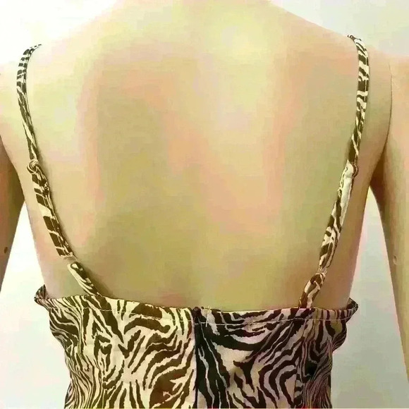 Two  tones Animal prints adjustable spaghetti straps V-neck cami midi-maxi dress - Picture 3 of 11